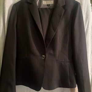 Women's Black Striped Jacket and Skirt Suit